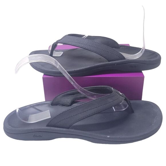 Olukai Ohana Black Flip-Flop Thong Sandals Women's 11 - Picture 5 of 12